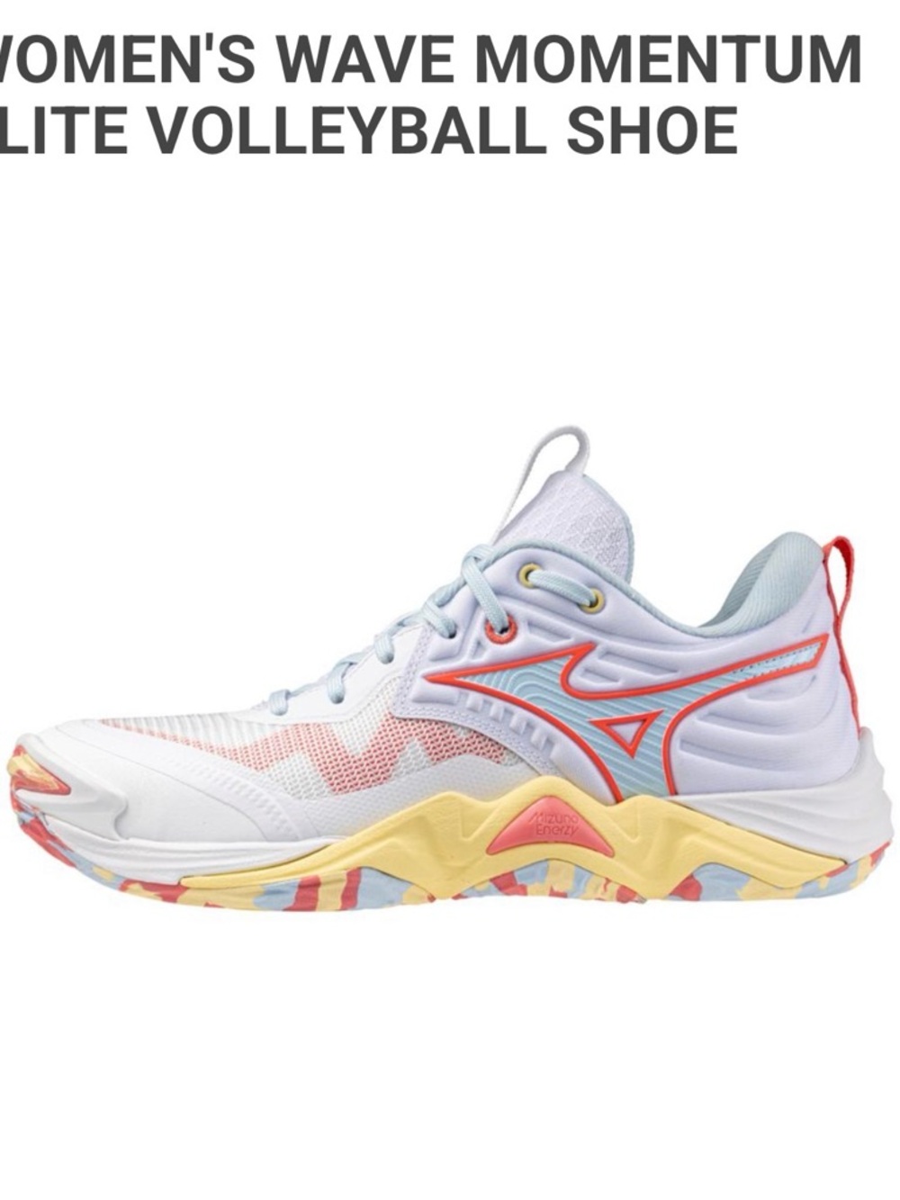 Mizuno Women's Wave Momentum Lite Volleyball Shoe - White/Coral/Yellow